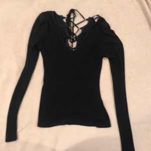 Black open back shirt